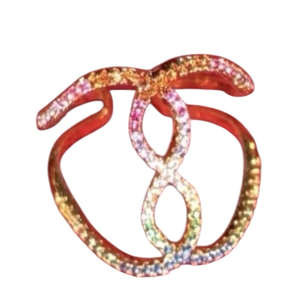 Fashion Luxe 18k Gold tone multi Rainbow crystal  cocktail ring Size 8 - Picture 13 of 13